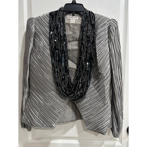 GEORGE F. COUTURE New York Silver Black Beaded Blazer Jacket Woman’s Size 12
